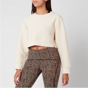 Varley Albata Cream Ribbed Crop Pullover Top XS